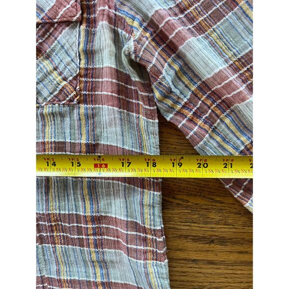 WE THE FREE Free People Multicolor Plaid Button Up Shirt Top Women's Size Medium - Picture 8 of 9